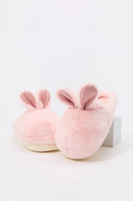 Pantoufles en similifourrure à imprimé Lapin