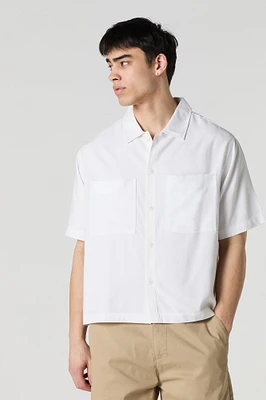 Boxy Button-Up Short Sleeve Top