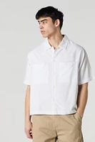 Boxy Button-Up Short Sleeve Top