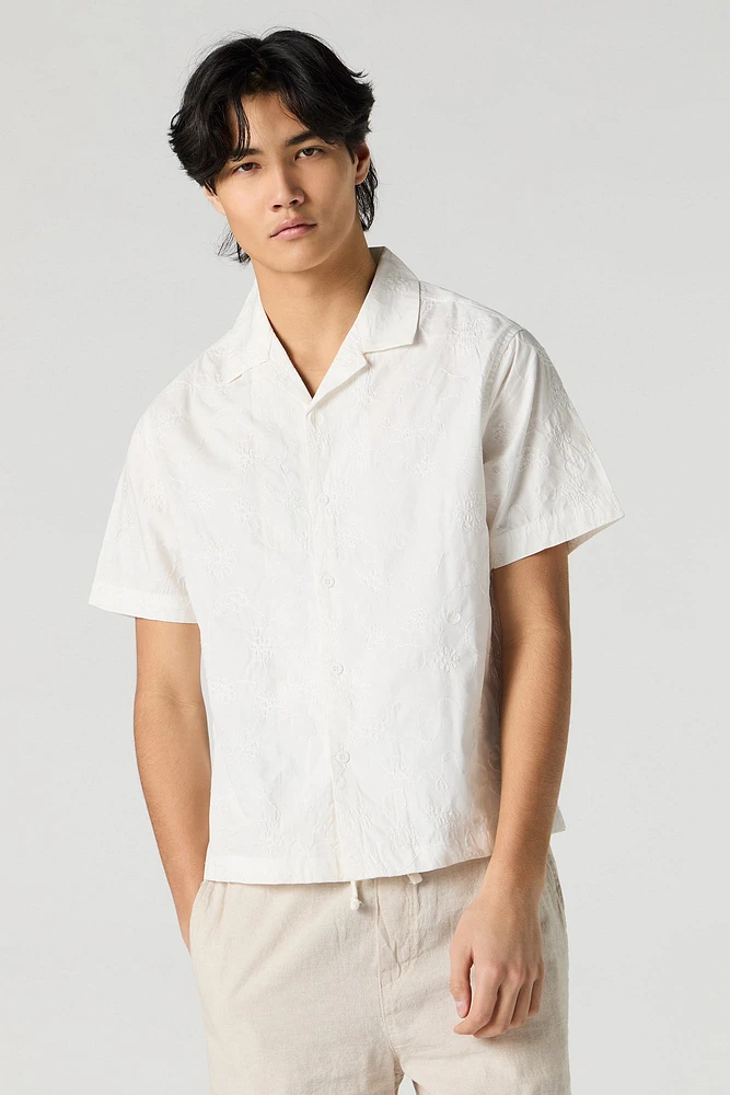 Floral Embroidered Button-Up Top