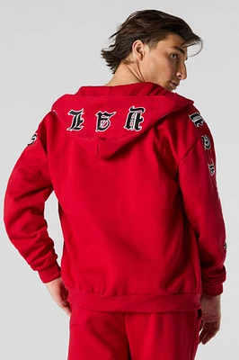 Gothic Embroidered Fleece Zip-Up Hoodie