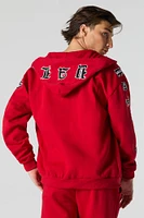 Gothic Embroidered Fleece Zip-Up Hoodie