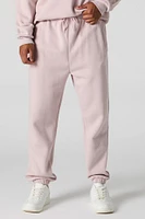 Jogger en molleton uni à taille coulissante