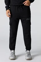 Jogger cargo en molleton avec motif brod