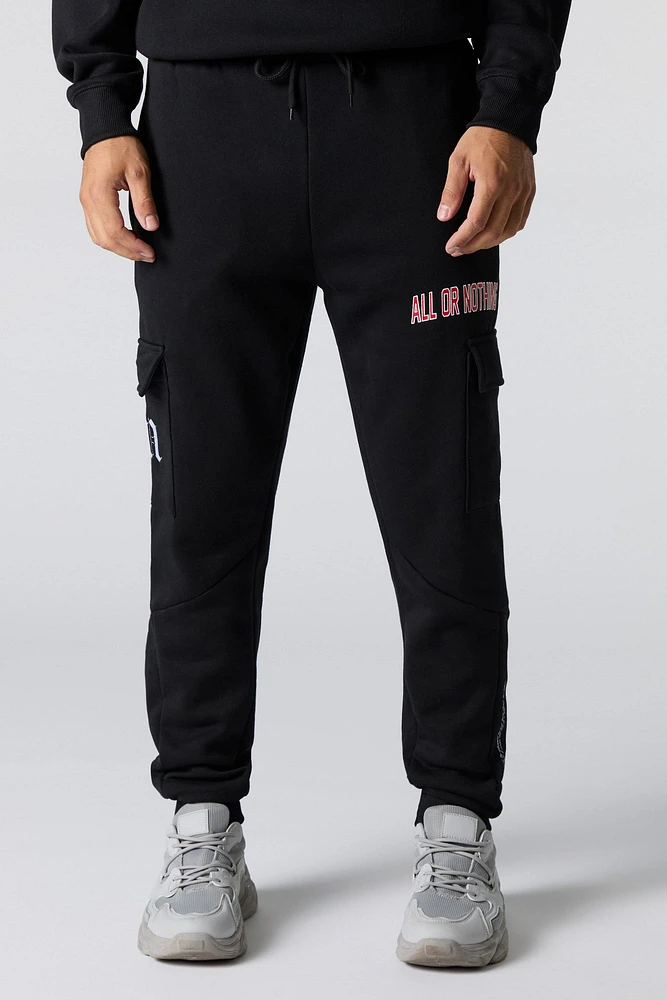 Jogger cargo en molleton avec motif brod