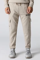 Jogger cargo en molleton avec motif brod