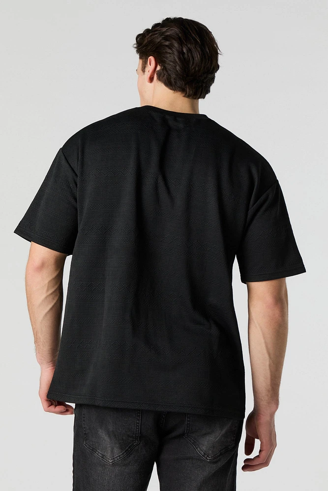 T-shirt texturé ample à imprimé géométrique