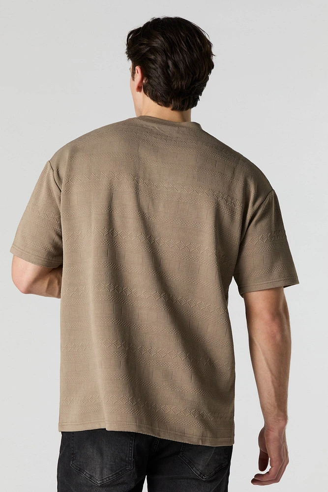 T-shirt texturé ample à imprimé géométrique
