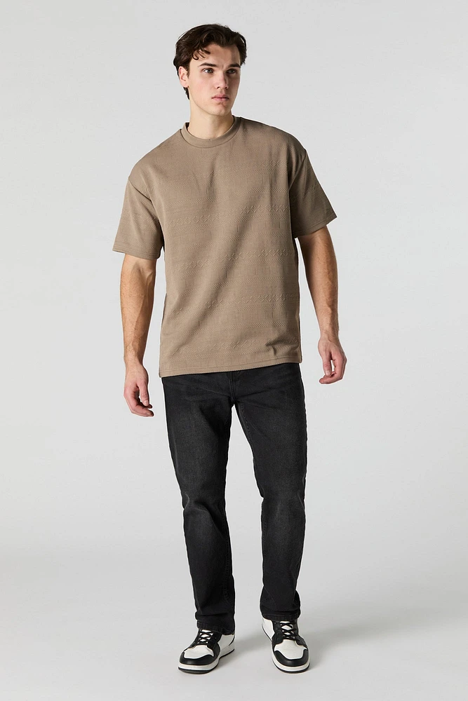 T-shirt texturé ample à imprimé géométrique