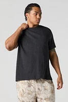 Vertical Ribbed Knit Boxy T-Shirt