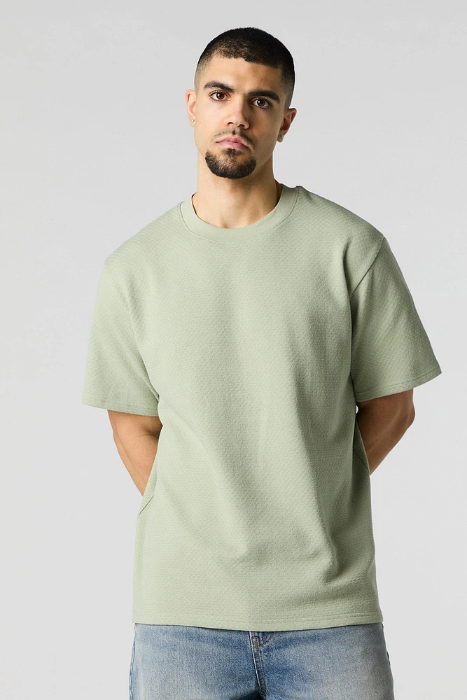 Textured Knit Crewneck T-Shirt