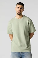 Textured Knit Crewneck T-Shirt
