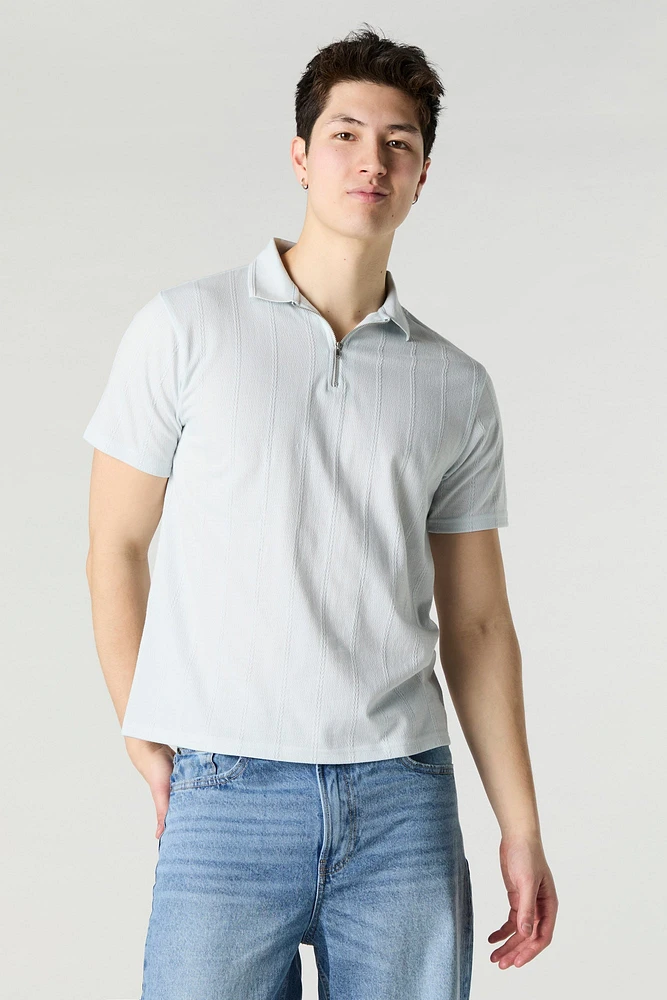 Textured Zip Polo Top