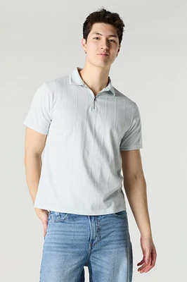 Textured Zip Polo Top