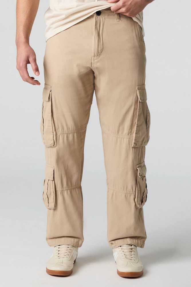 Pantalon cargo à jambe droite avec poches multiples