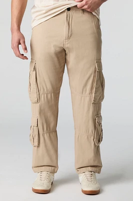 Pantalon cargo à jambe droite avec poches multiples