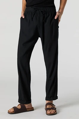 Linen-Blend Drawstring Pant