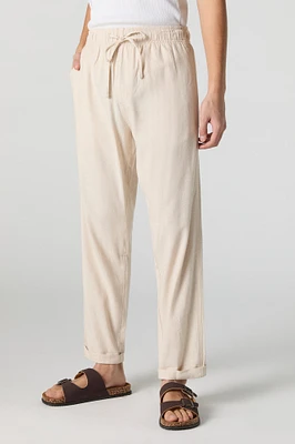 Linen-Blend Drawstring Pant
