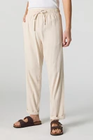 Linen-Blend Drawstring Pant