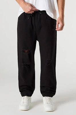 Jogger en denim d'aspect usé