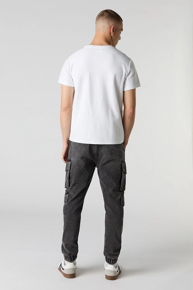 Jogger cargo en denim avec poches multiples