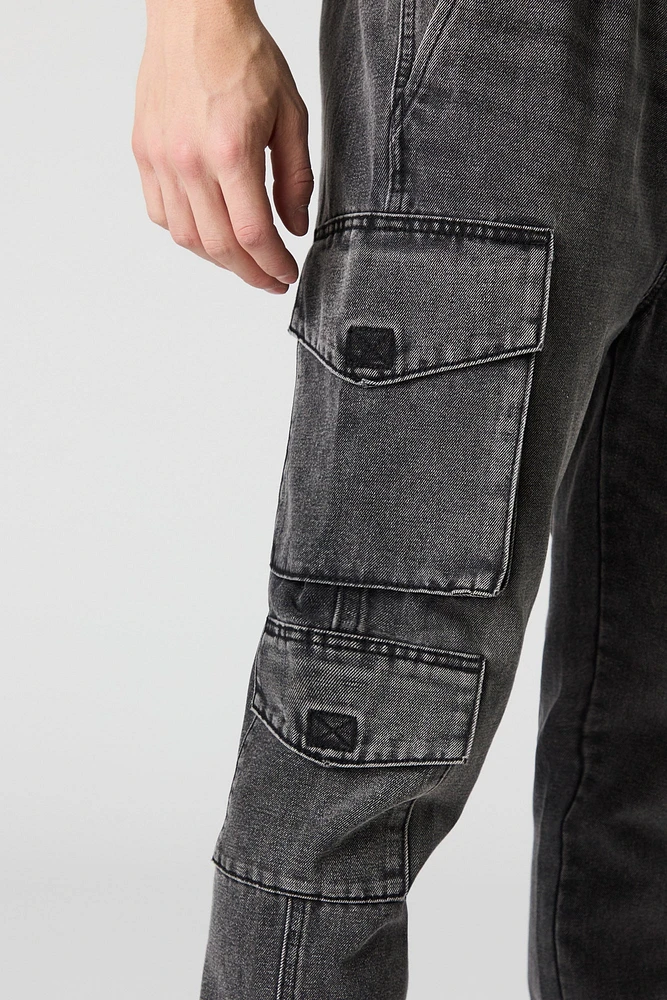 Jogger cargo en denim avec poches multiples