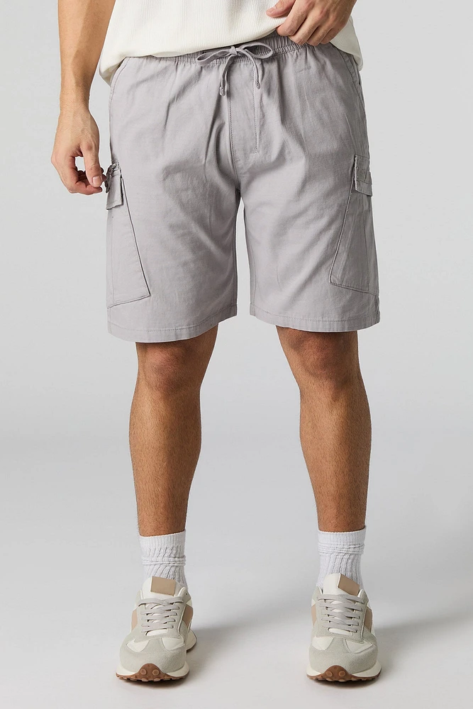 Drawstring Zipper Cargo Short