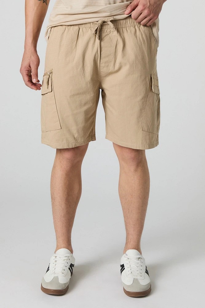 Short cargo à taille coulissante avec fermeture glissière