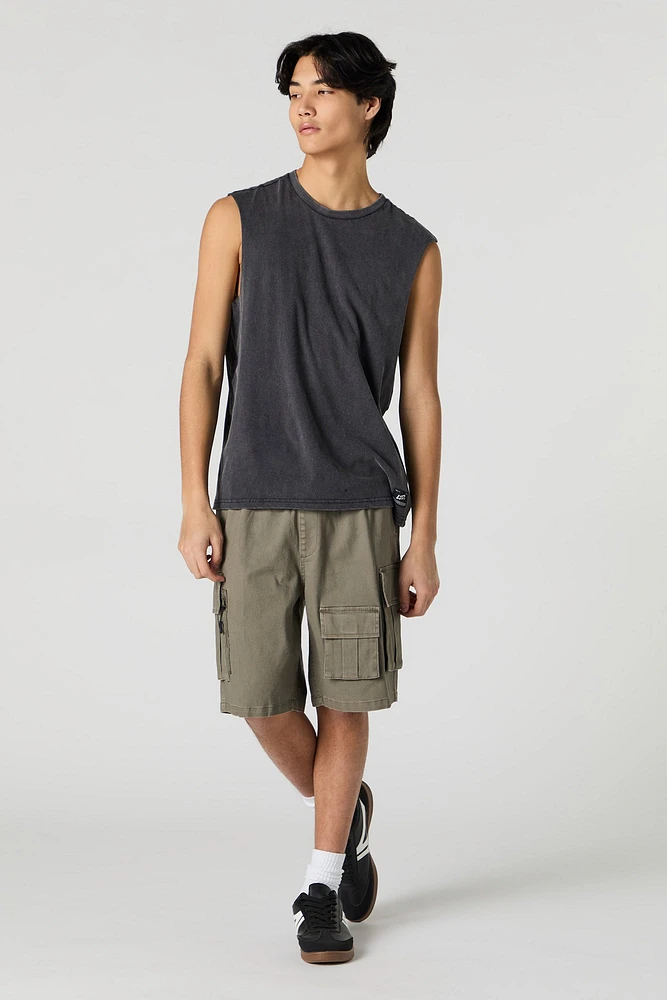 Drawstring Zipper Cargo Short