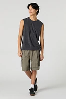 Drawstring Zipper Cargo Short
