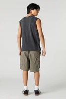 Drawstring Zipper Cargo Short