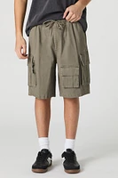 Drawstring Zipper Cargo Short
