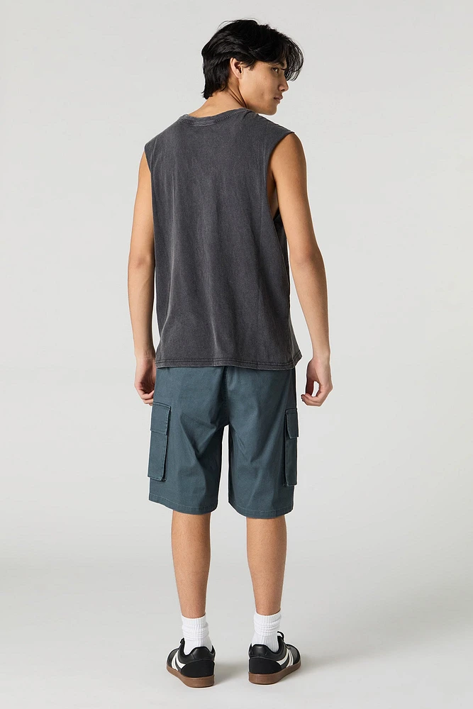 Drawstring Zipper Cargo Short