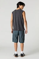 Drawstring Zipper Cargo Short