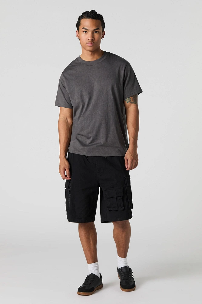 Drawstring Zipper Cargo Short
