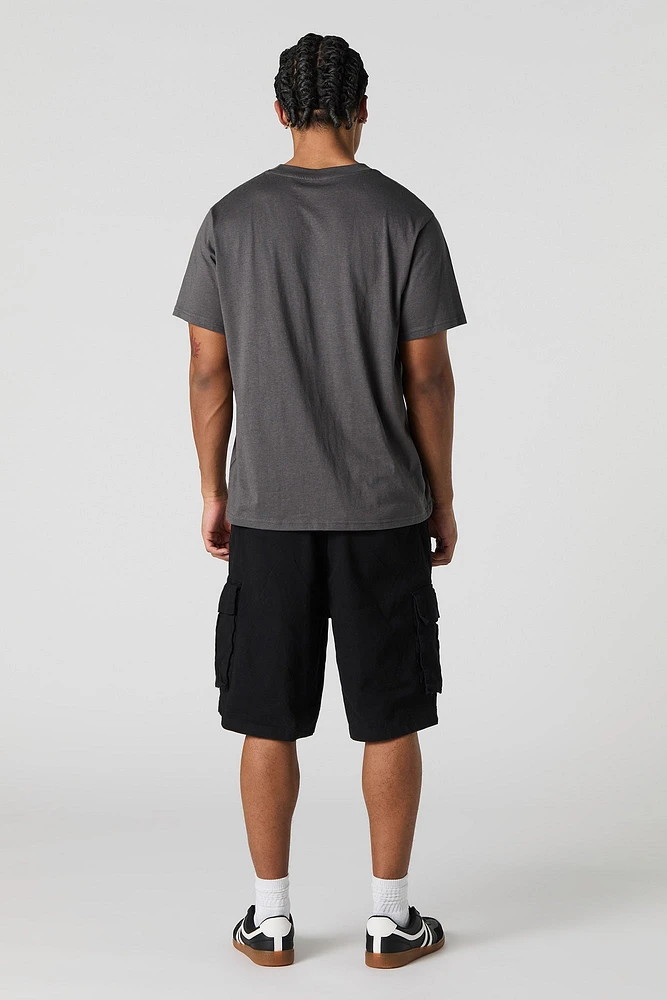 Drawstring Zipper Cargo Short