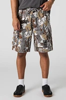 Drawstring Zipper Cargo Short