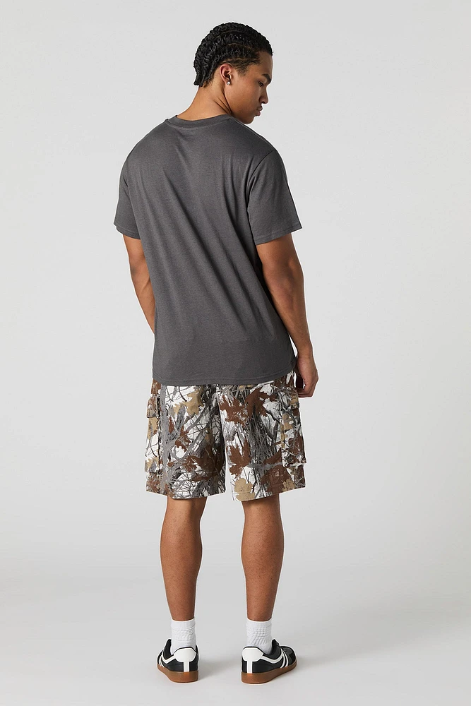 Drawstring Zipper Cargo Short