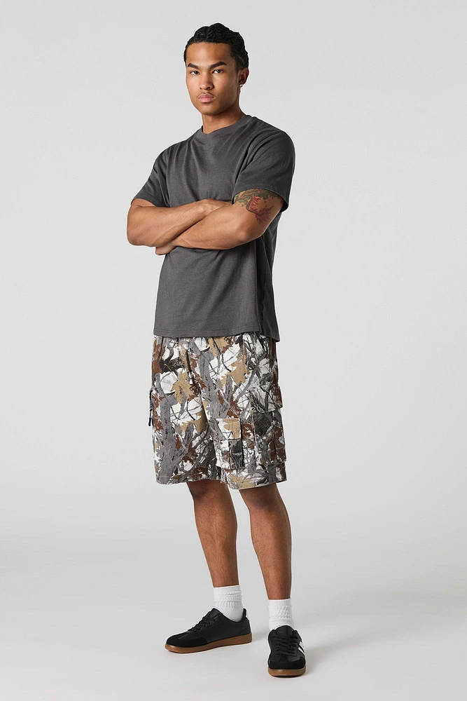 Drawstring Zipper Cargo Short