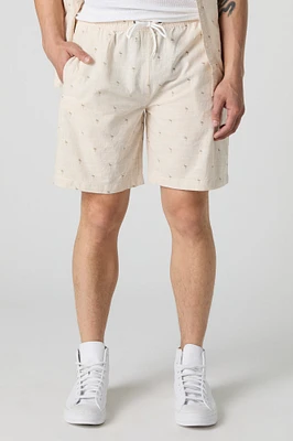 Short avec motif estival à taille coulissante