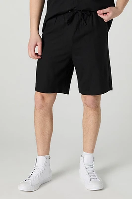 Short en mélange de lin à taille coulissante