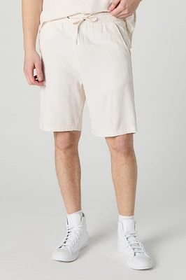 Short en mélange de lin à taille coulissante