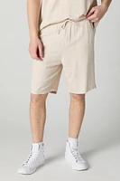 Short en mélange de lin à taille coulissante