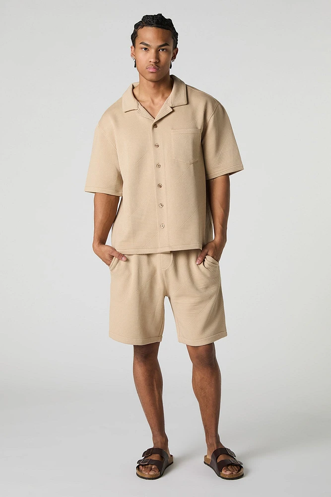 Short texturé à taille coulissante