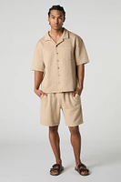 Short texturé à taille coulissante