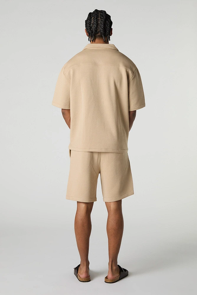 Short texturé à taille coulissante
