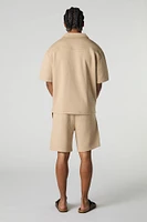 Short texturé à taille coulissante