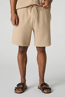 Short texturé à taille coulissante