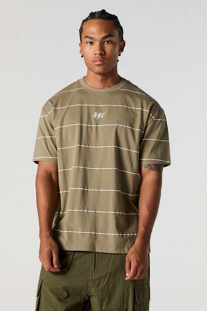 City Embroidered Striped T-Shirt