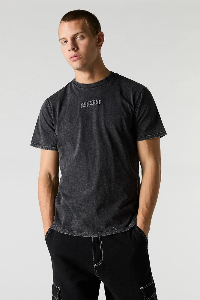 T-shirt délavé avec motif brod